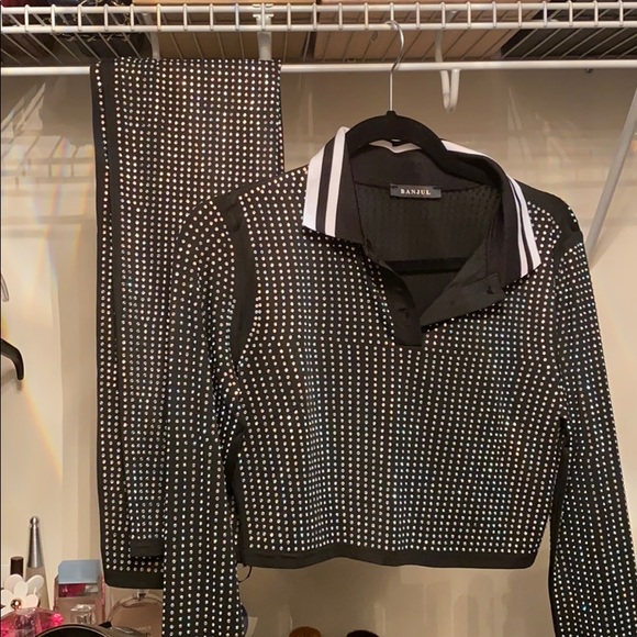 Banjul Other - NWOT Black Studded Crop Top and Pants Suit size L